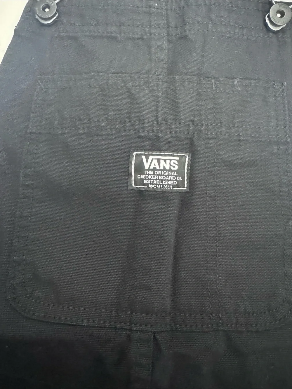 Vans Black Women's Denim Overalls with Front Bib Pocket - Picture 3 of 6
